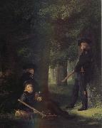 Georg Friedrich Kersting Theodor Korner,Friedrich Friesen and Heinrich Hartmann on Picket Duty Sweden oil painting artist